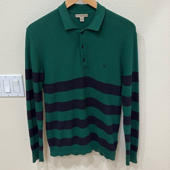 Burberry Green and Black Striped Button Down Shirt - Picture 1 of 7